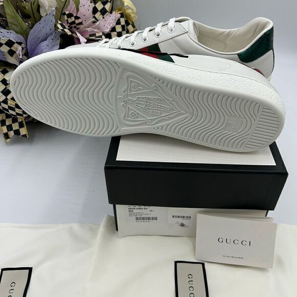 Men’s Gucci ace snake embroidered leather sneakers size 14.5 made in Italy - Picture 8 of 10